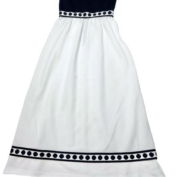 Vintage I. Magnin White Black Size 0 Knit Polyester Long Sleeveless Maxi Dress - Picture 3 of 13